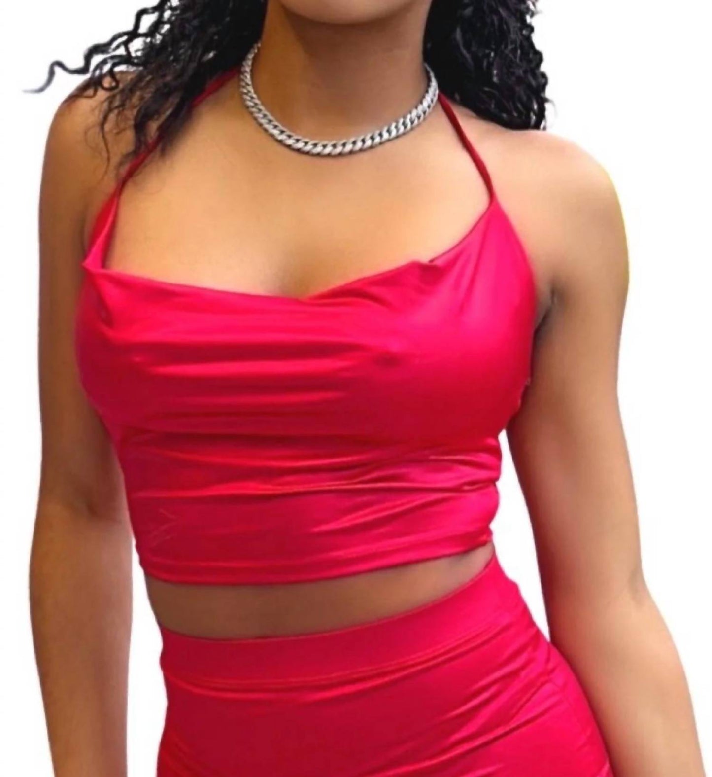 Treat Me Right Matching Stretch Cowl Neck Mini Skirt Set