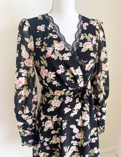 Ariti Kaziris - Women's Floral V-neck Belted Dress - Rack Hunt