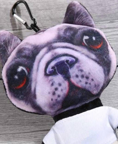 Women's Mad Dog Pug Jumbo Stuffed 3d Key Fob Keyring