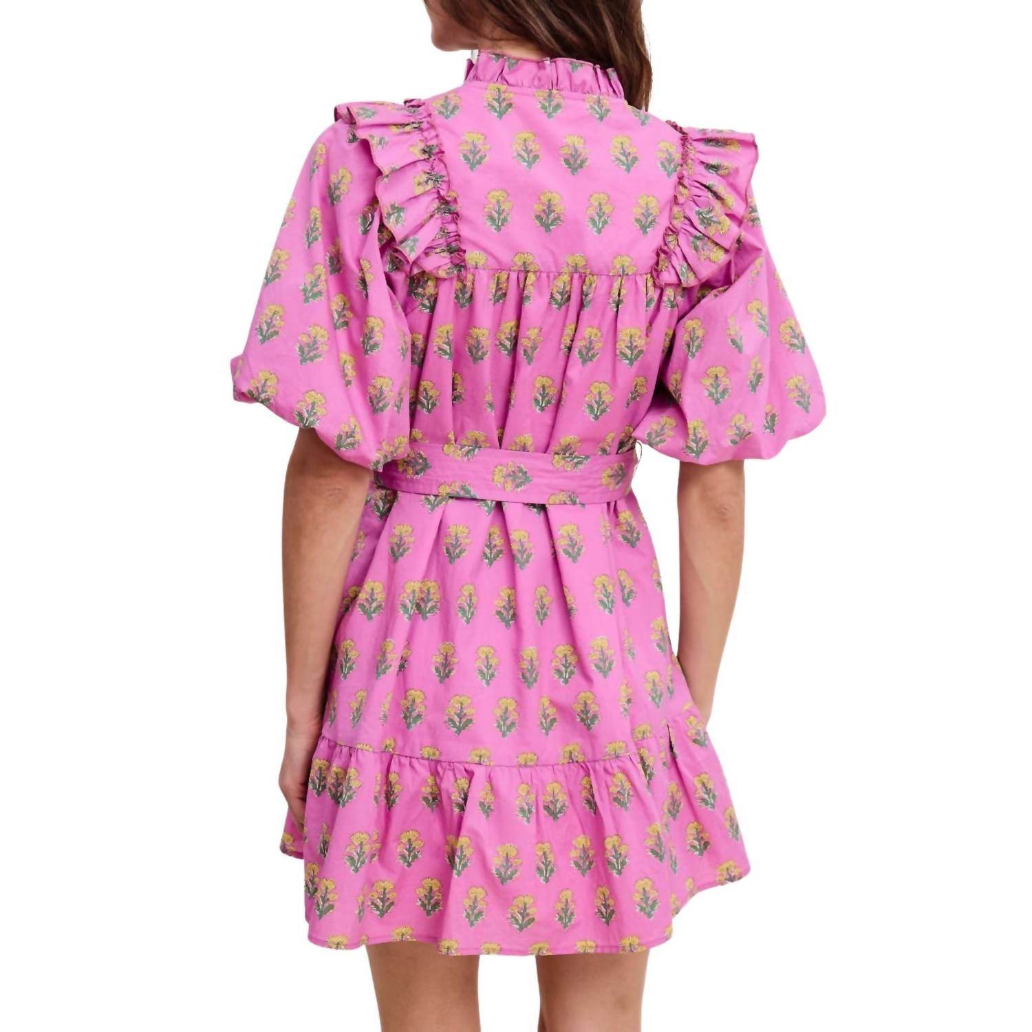 Ultramarine - Floral Clusters Ruffled Mini Dress - Rack Hunt -