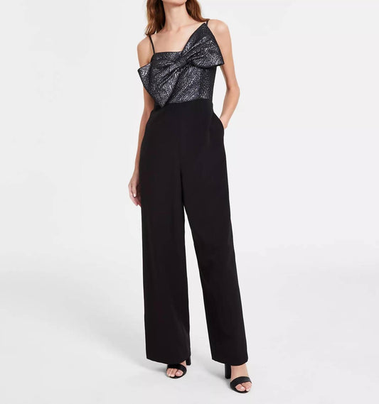 Oversized Bow Jacquard Jumpsuit