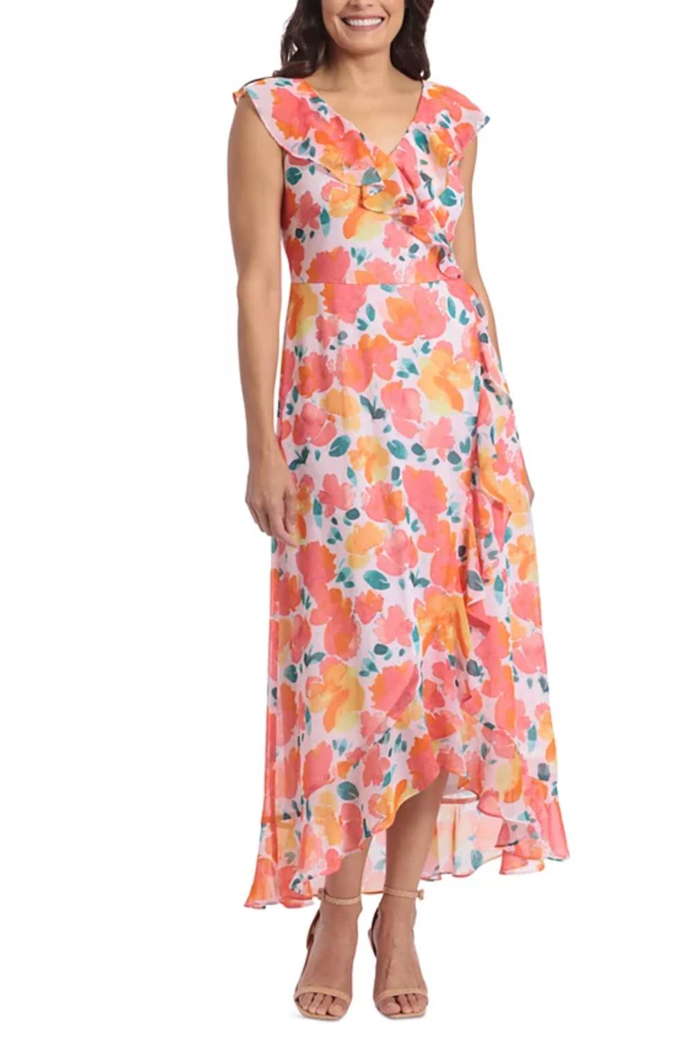 Floral Faux-Wrap Maxi Dress - PETITE