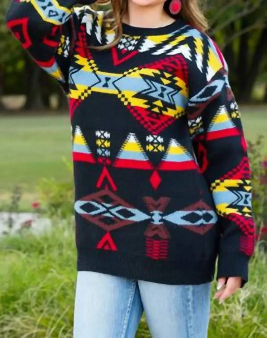 Southern Charm Trading Co - Colorful Aztec Tribal Sweater - Rack Hunt