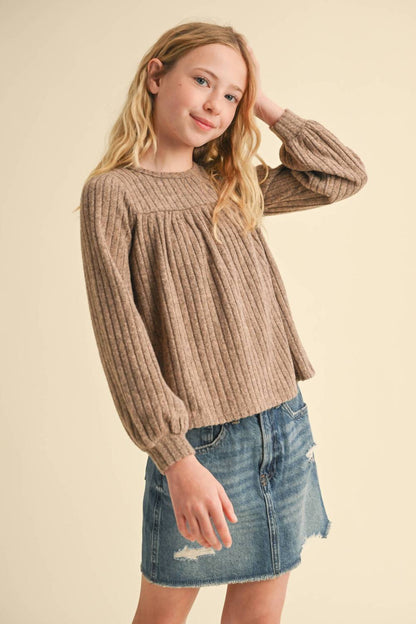Girl's Crew Neck Babydoll Sweater