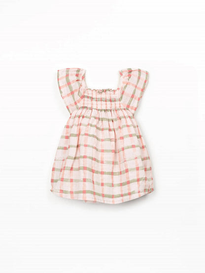 Girls Printed Windowpane Dress