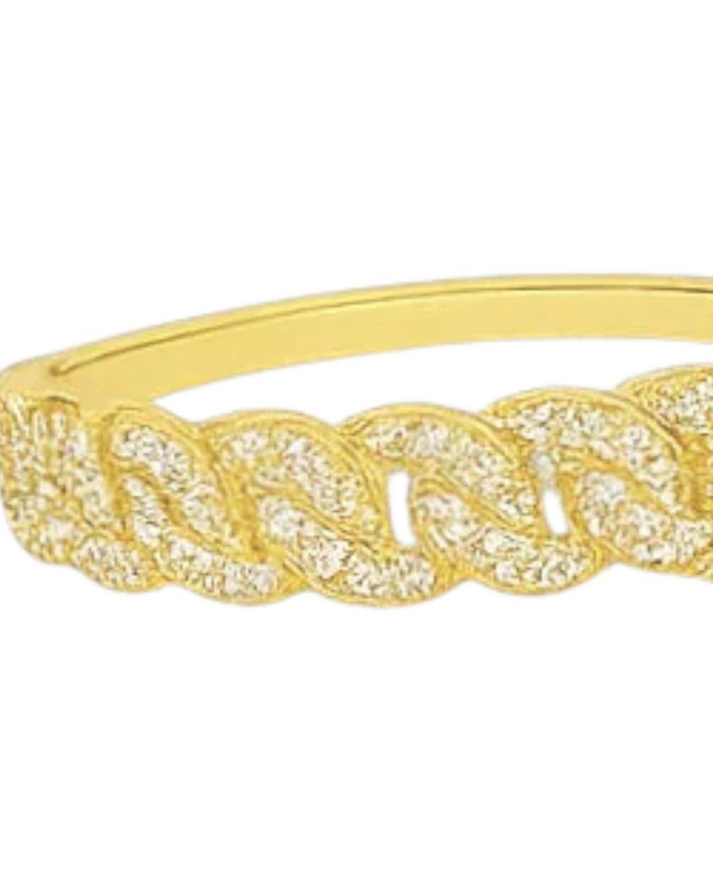 Atlanta Jewelers Supply - Women's Moissanite Pave Cuban Link Beaded Stackable Bands Ring Set - Rack Hunt -