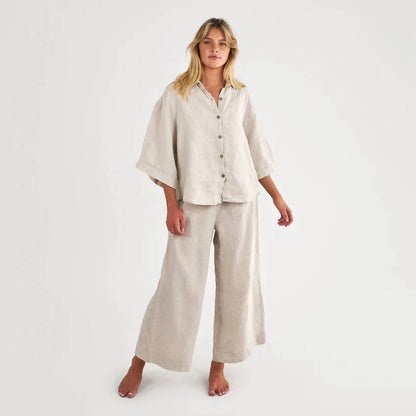 Linen Wide Leg Flood Pants