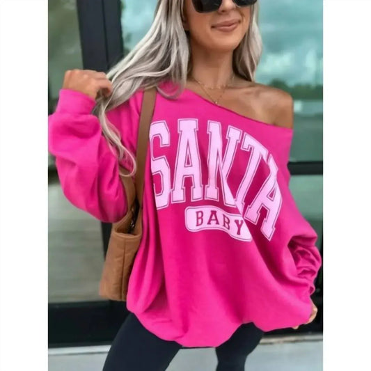 Birdie - Women's Santa Baby Off Shoulder Sweatshirt - Rack Hunt