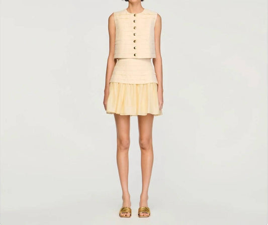 Sandro Women's Pleated Crop Top & Mini Skirt Set in Vanilla - view 2