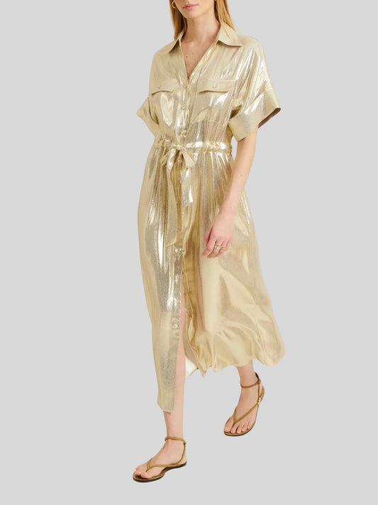 Perla Metallic Silk-blend Midi Dress