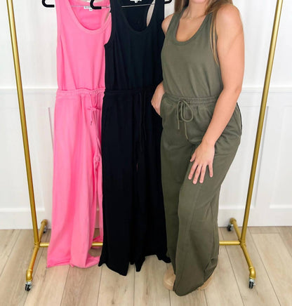 Where It Begins Cotton Blend Wide Leg Jumpsuit