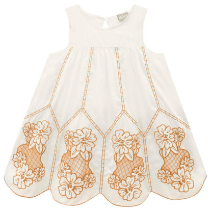 Kid's Embroidered Floral A Line Tank Dress