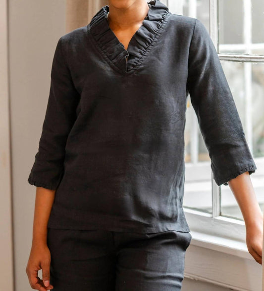 Charleston Ruffle Linen Top