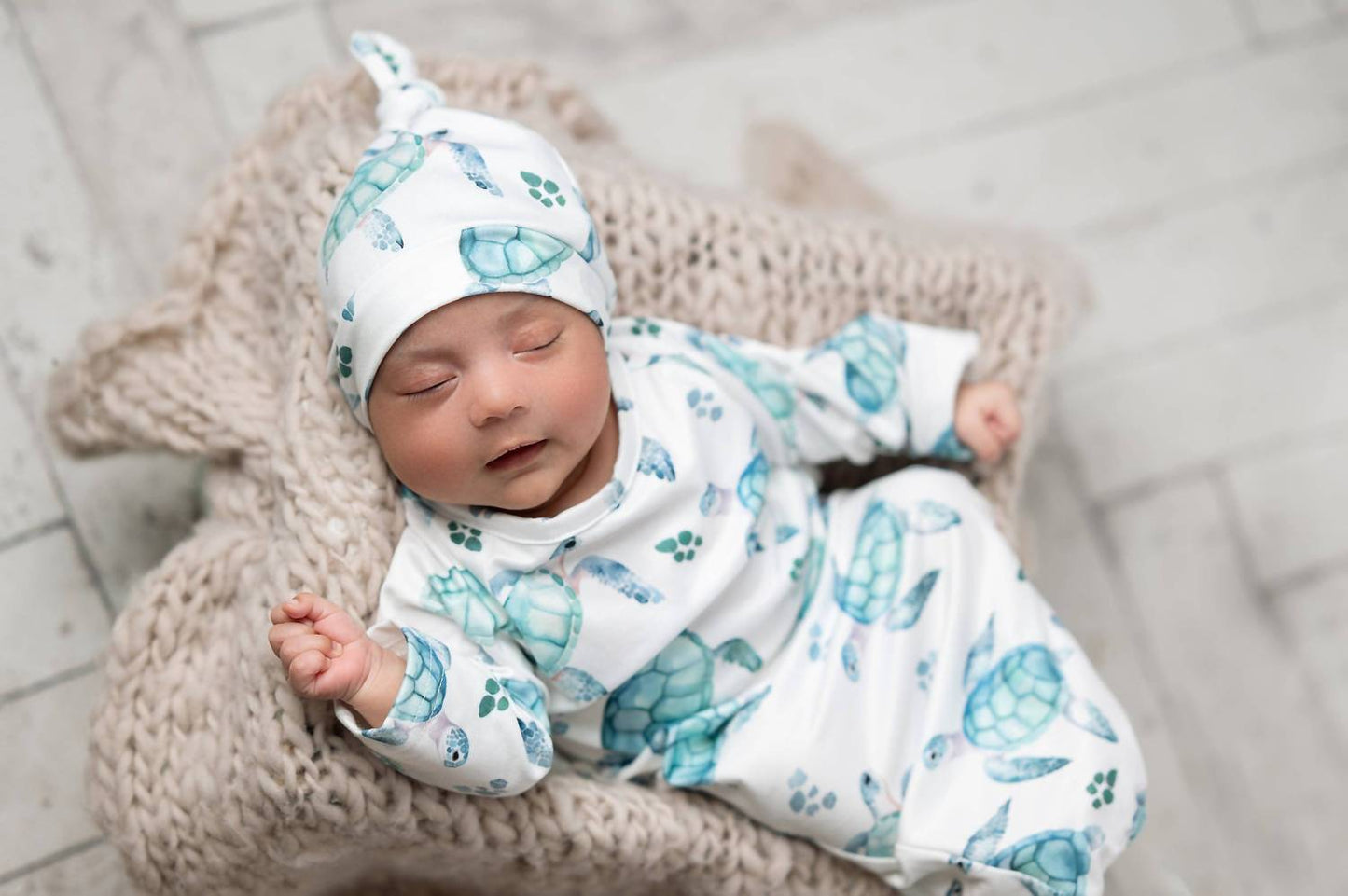 Infant Baby Gown And Hat Set