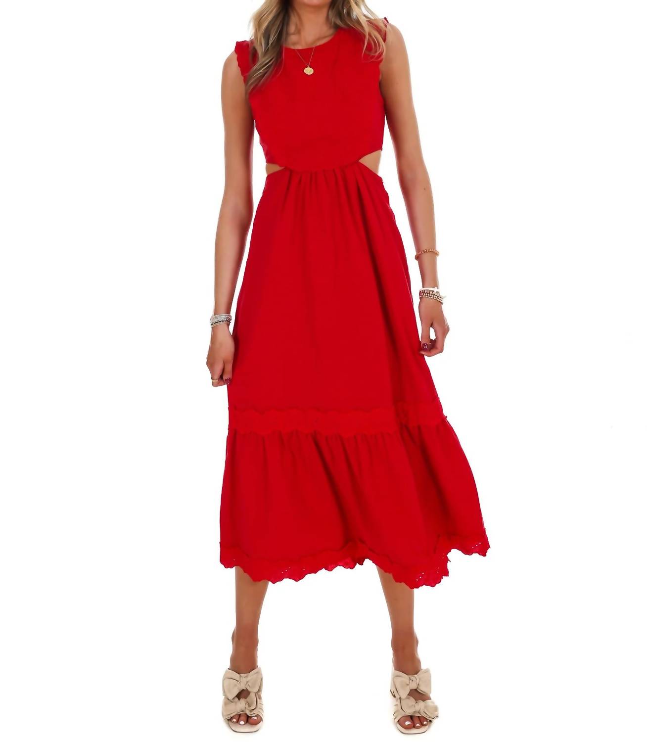 Women's Must Be Love Embroidered Cut Out Maxi Dress