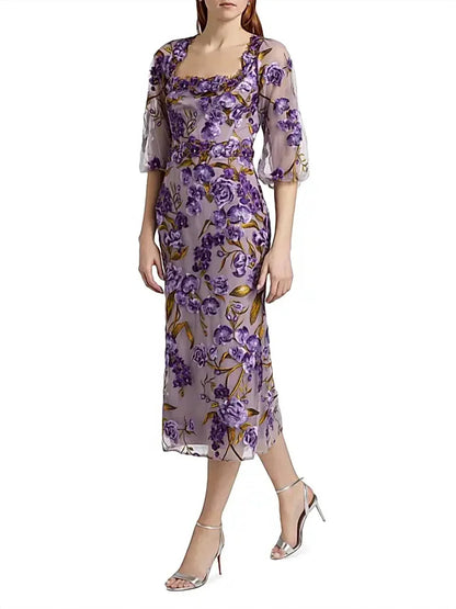 Marchesa Notte - Orchid And Rose Embroidered Tulle Cocktail Dress - Rack Hunt