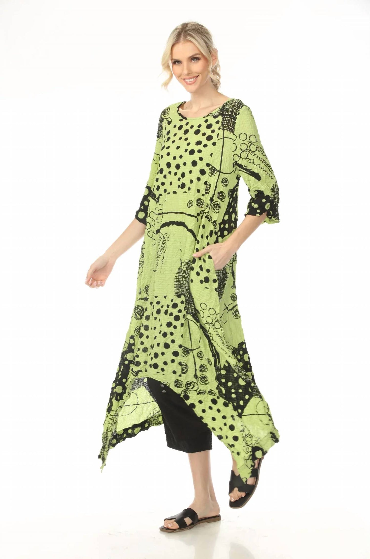 Mixed Media Print Half Sleeve Dress