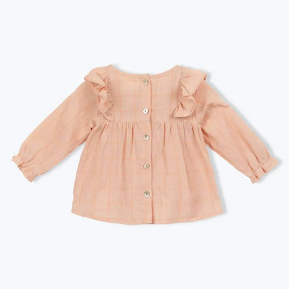 Arsène et les Pipelettes - Girl's Creamsicle Check Blouse - Rack Hunt