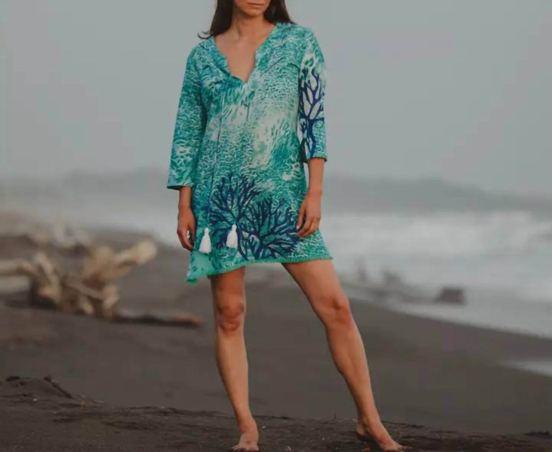 KikiSol - Coral Fringe Dress With Tassels And Beads - Rack Hunt -