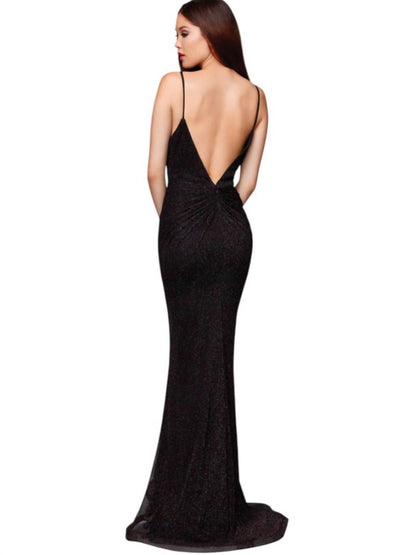 V-neck Open Back Maxi Dress