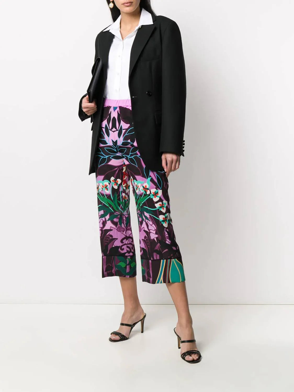 Valentino - Culottes With Orchid Print Pants - detail view - Rack Hunt