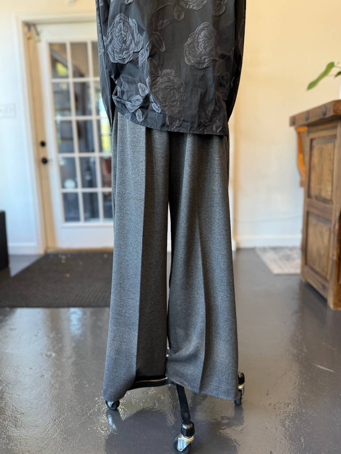 Women's Plaid Jersey Wide Leg Pants
