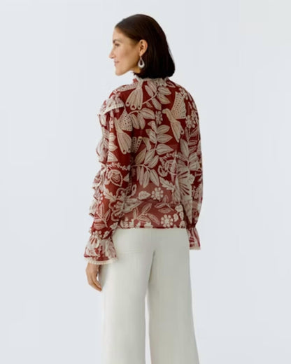Ruffle Print Blouse