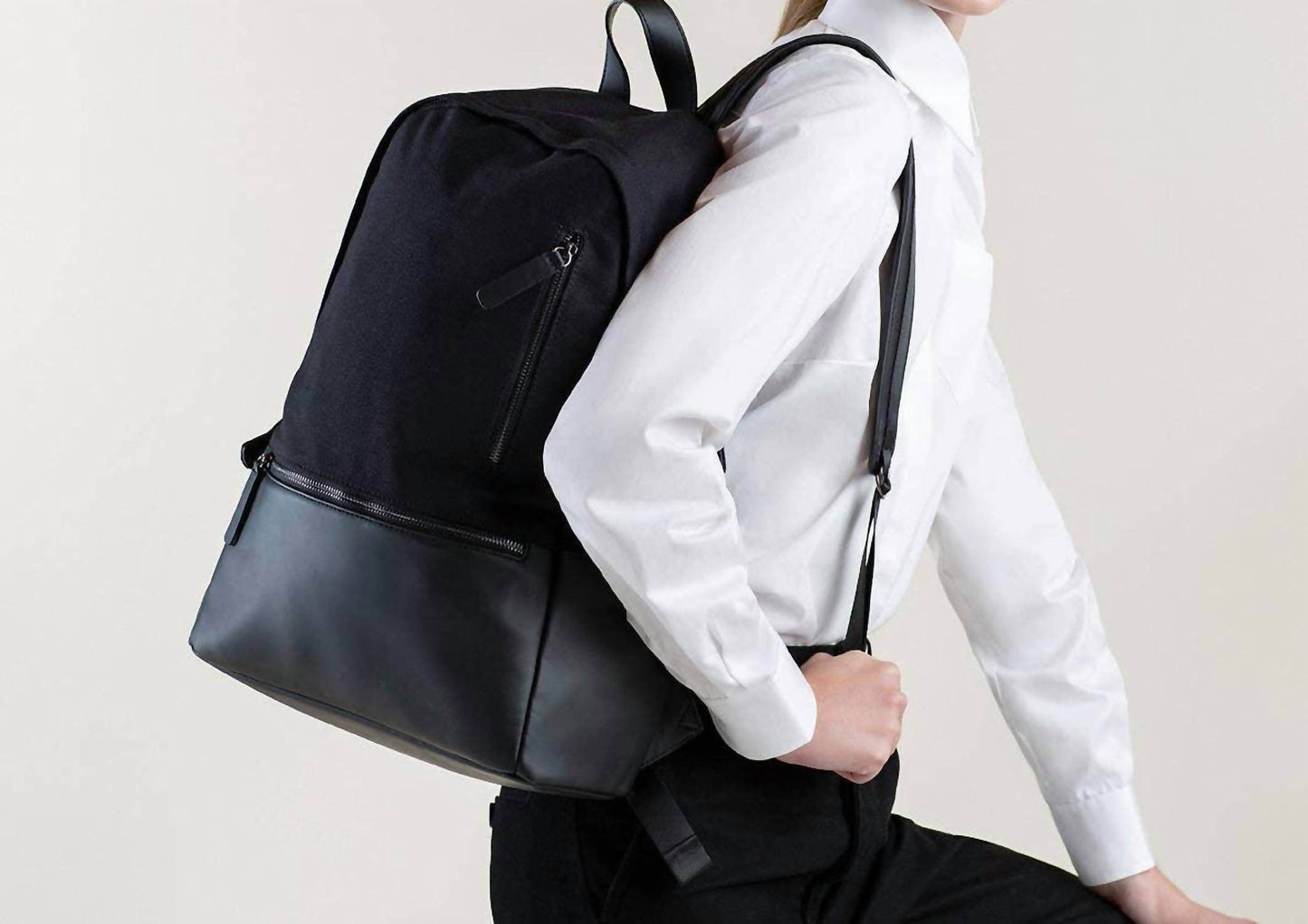 Gry Mattr - Essential Jet Cotton Vegan Leather Backpack - Rack Hunt -