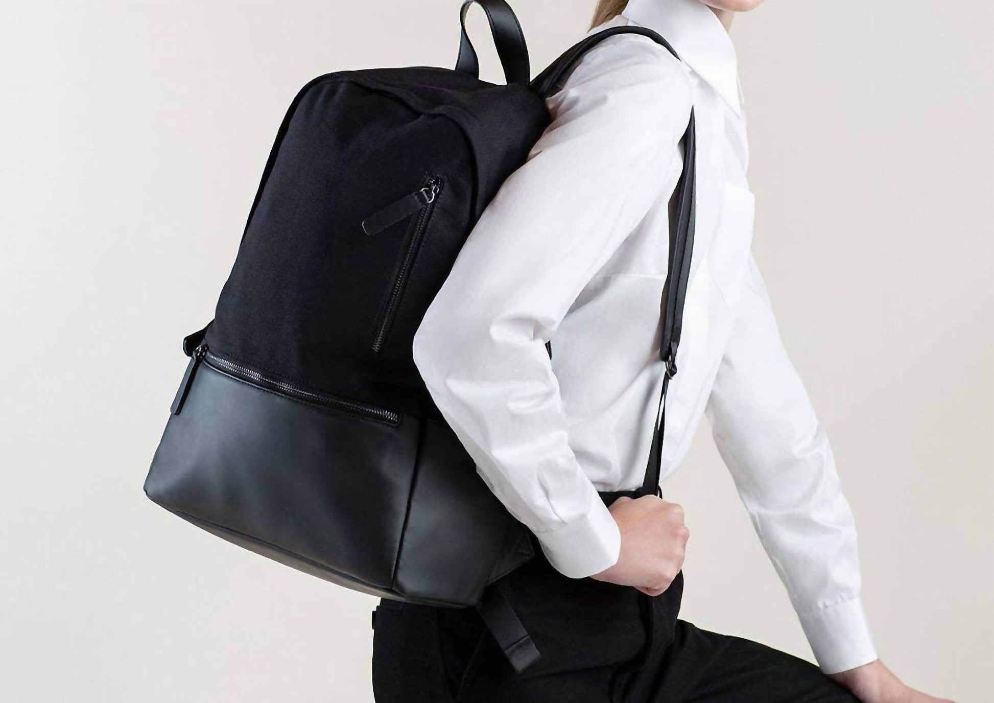 Gry Mattr - Essential Jet Cotton Vegan Leather Backpack - Rack Hunt -