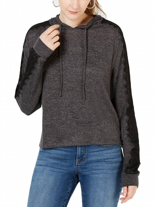 Lace Trimmed Marled Hoodie