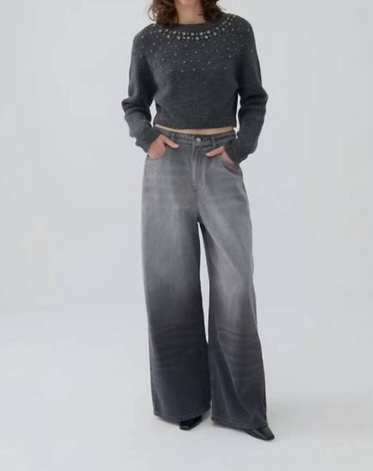 Stone Embellished Crop Sweater