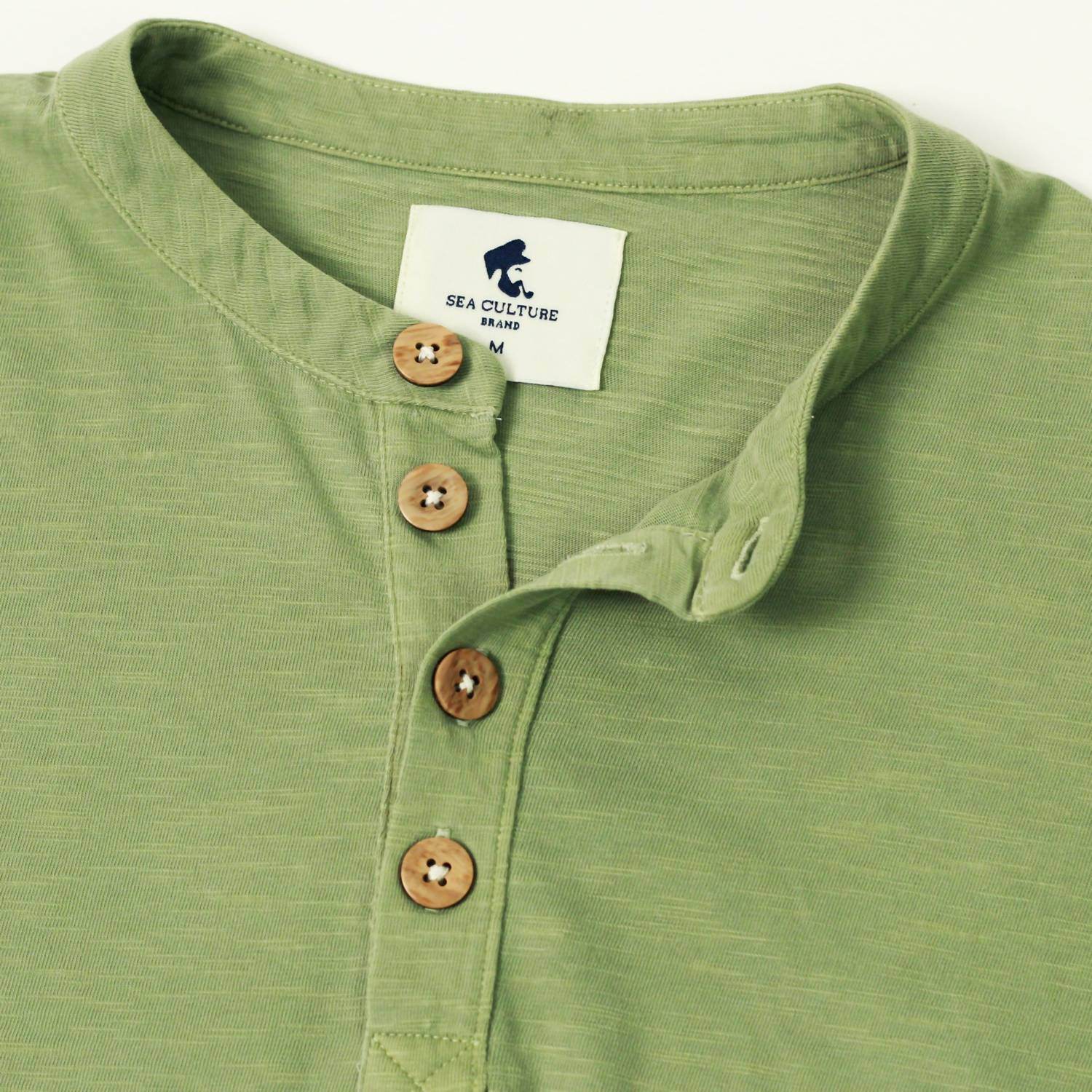 Sea Culture - Tea-dyed Long Sleeve Henley Shirt - Rack Hunt -