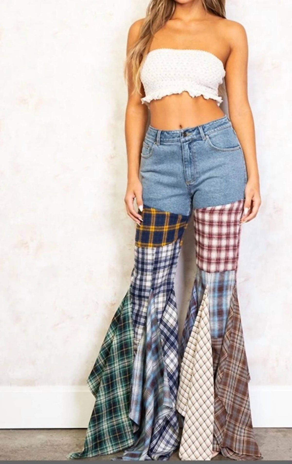 Plaid Me to my Patchwork Jeans