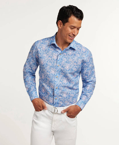 Paisley Linen Blend Sport Shirt