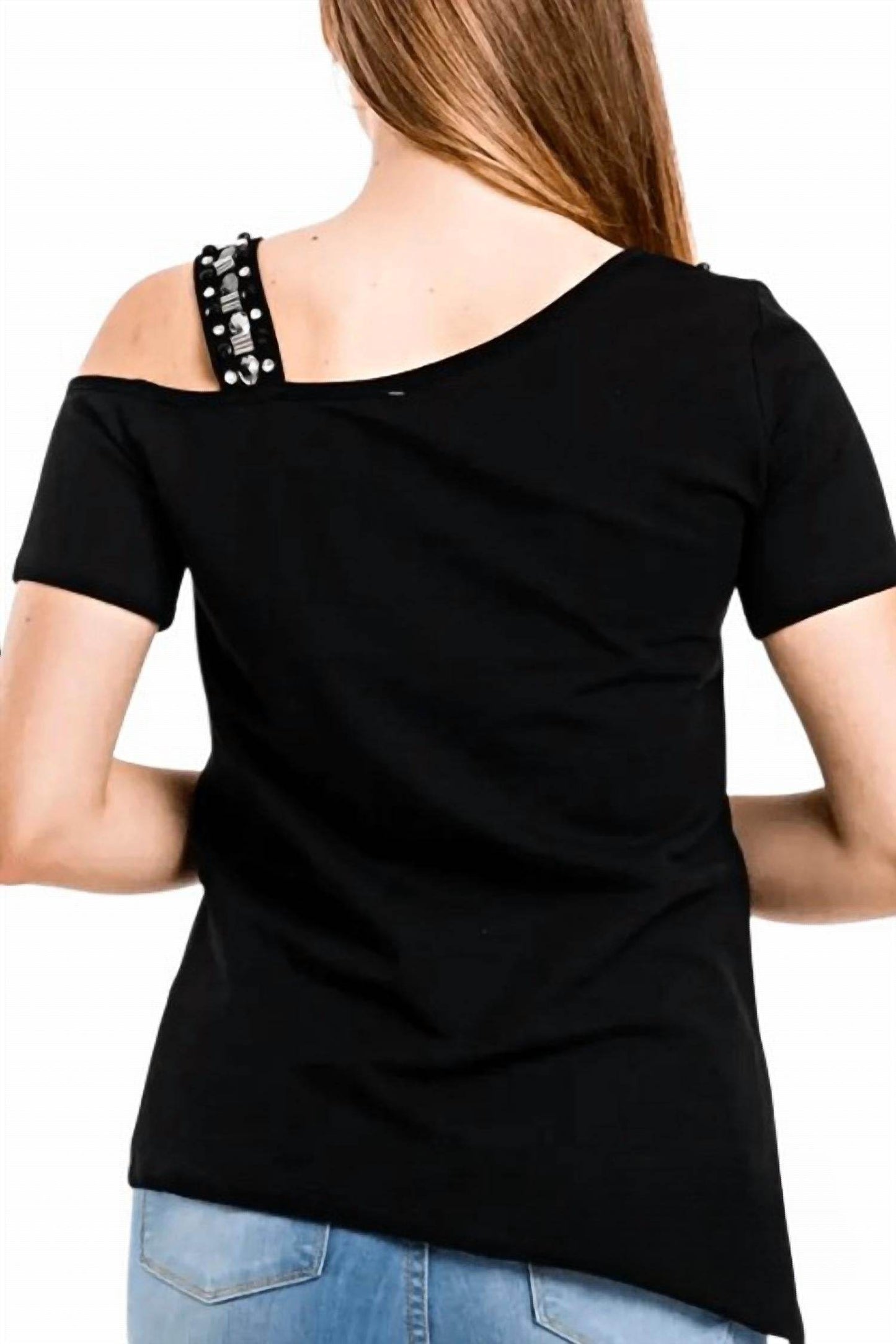 OLYSS - Tania One-Shoulder Studded Tee - Rack Hunt -
