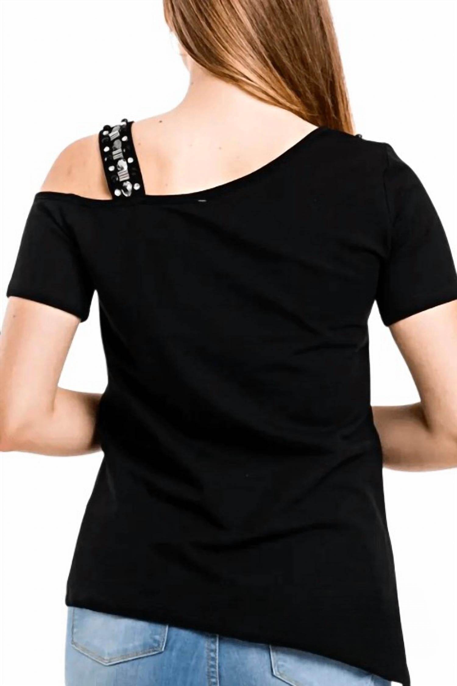 OLYSS - Tania One-Shoulder Studded Tee - Rack Hunt -