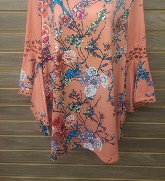 Stem & Vine - Women's Lace Insert Bell Sleeve Top - Rack Hunt