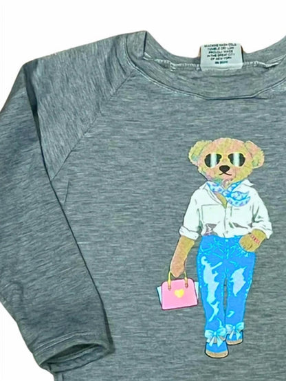 Girl's Fashion Bear Sweatshirt