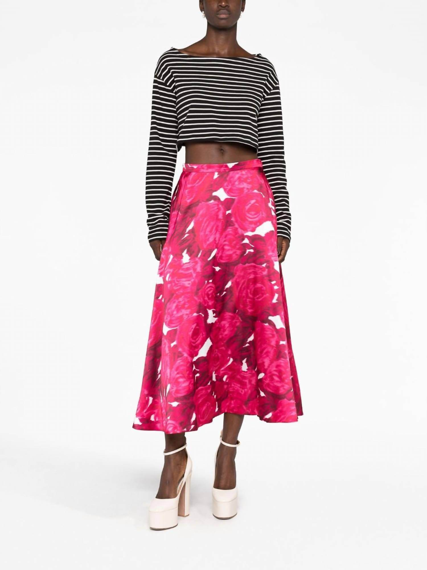 Valentino - Rose Moire Midi Skirt - Rack Hunt