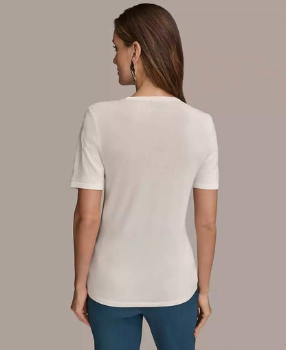 Short-sleeve Sequin Detail Sweater