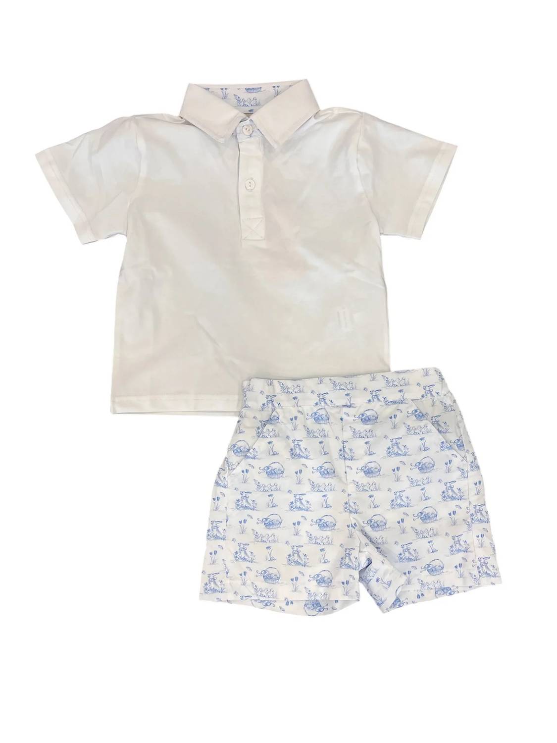 Boys Bunny Toile Short Set