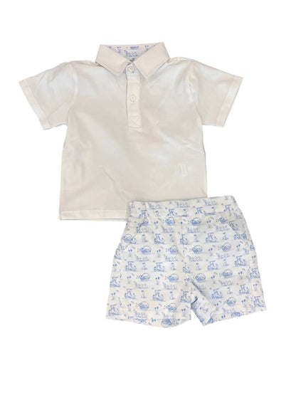 Boys Bunny Toile Short Set