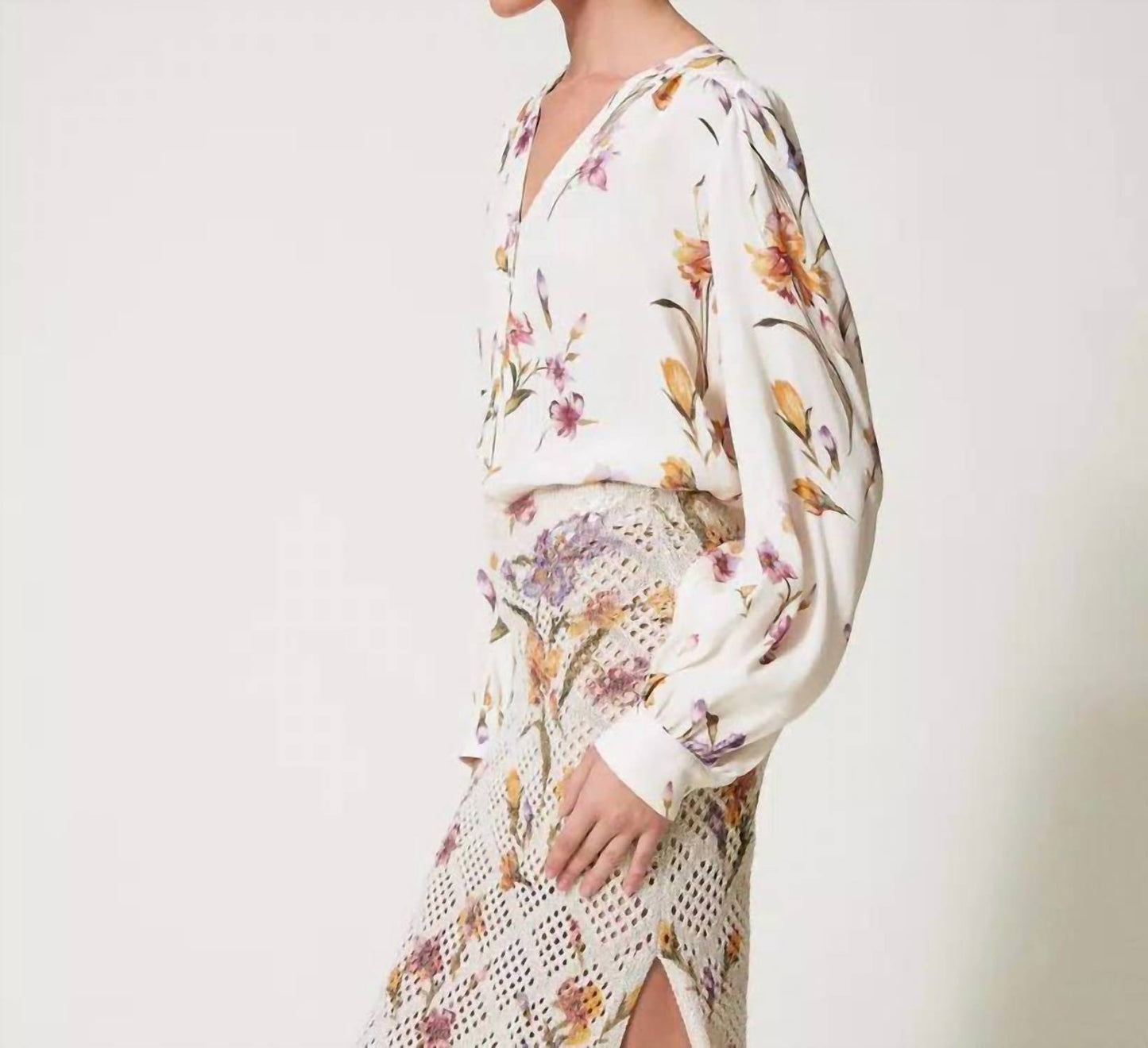 Crêpe de Chine floral shirt