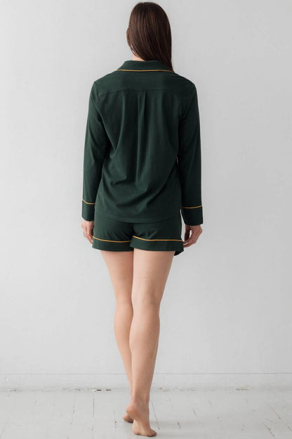 Luxury Brushed Pajama Set Long Sleeve And Shorts
