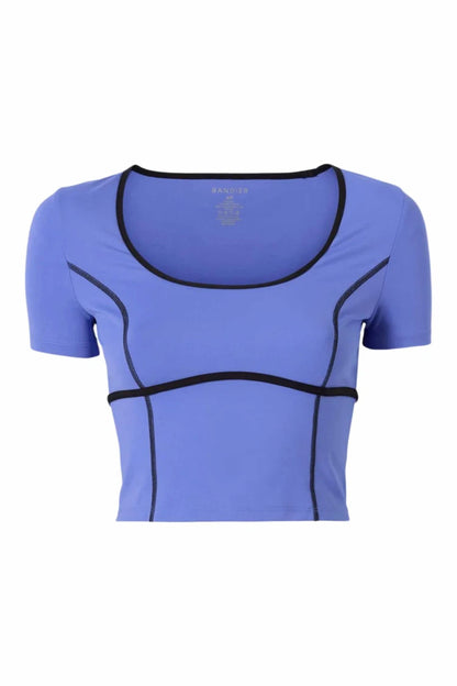 Crop Contrast Seam Short Sleeve Top