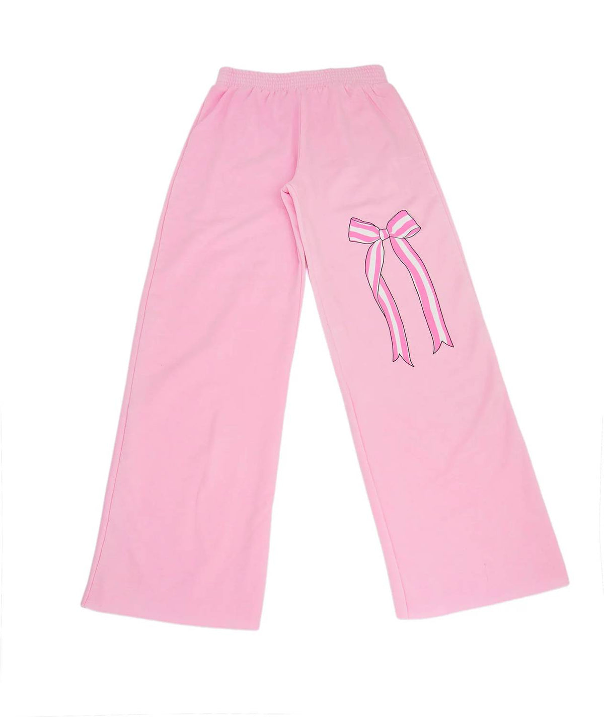 Girls Stripe Bow Wide Leg Sweatpants