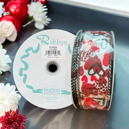Burton + Burton - Red/Black Heart Pattern Ribbon - Rack Hunt