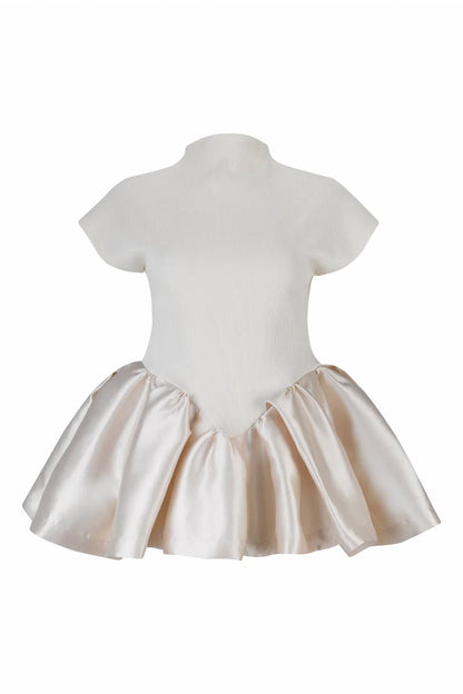 Heavy Satin Cap Sleeve Top With Peplum
