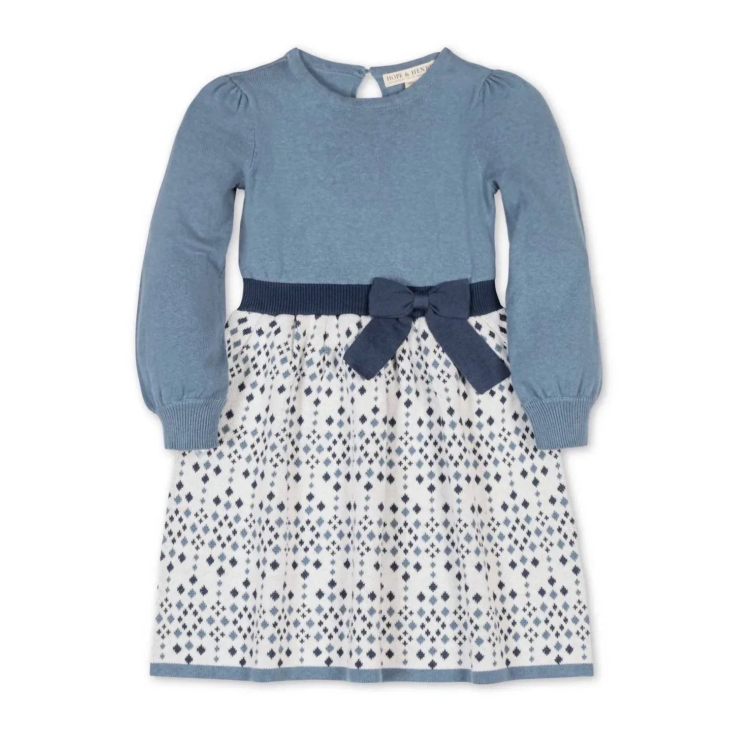Hope & Henry - Girls' Organic Skater Sweater Dress With Bow - Rack Hunt