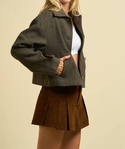 Houndstooth Cropped Jacket